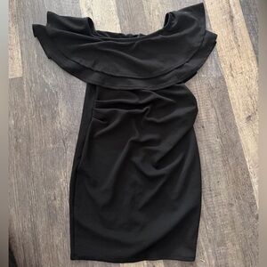 Hello MIZ Black Ruffle Off the Shoulder Maternity Dress